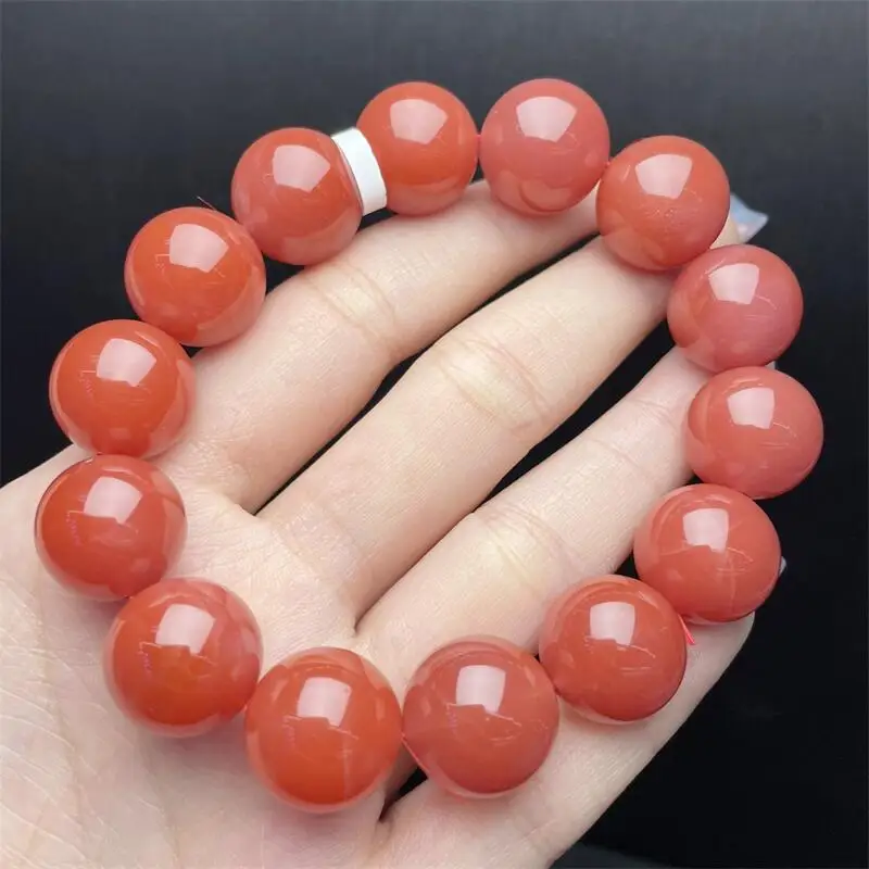 

15MM Natural Red Agate Bead Bracelet Women Reiki Healing Bangles Jewelry For Female Holiday Gift 1PCS