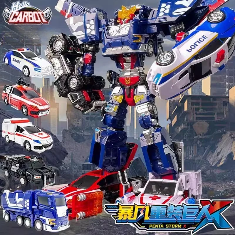 헬로 카봇 5IN1 로봇 변형 장난감 스톰 리포지드 X3 액션 피규어 어린이용 장난감 소년 생일 선물 컬렉션 모델