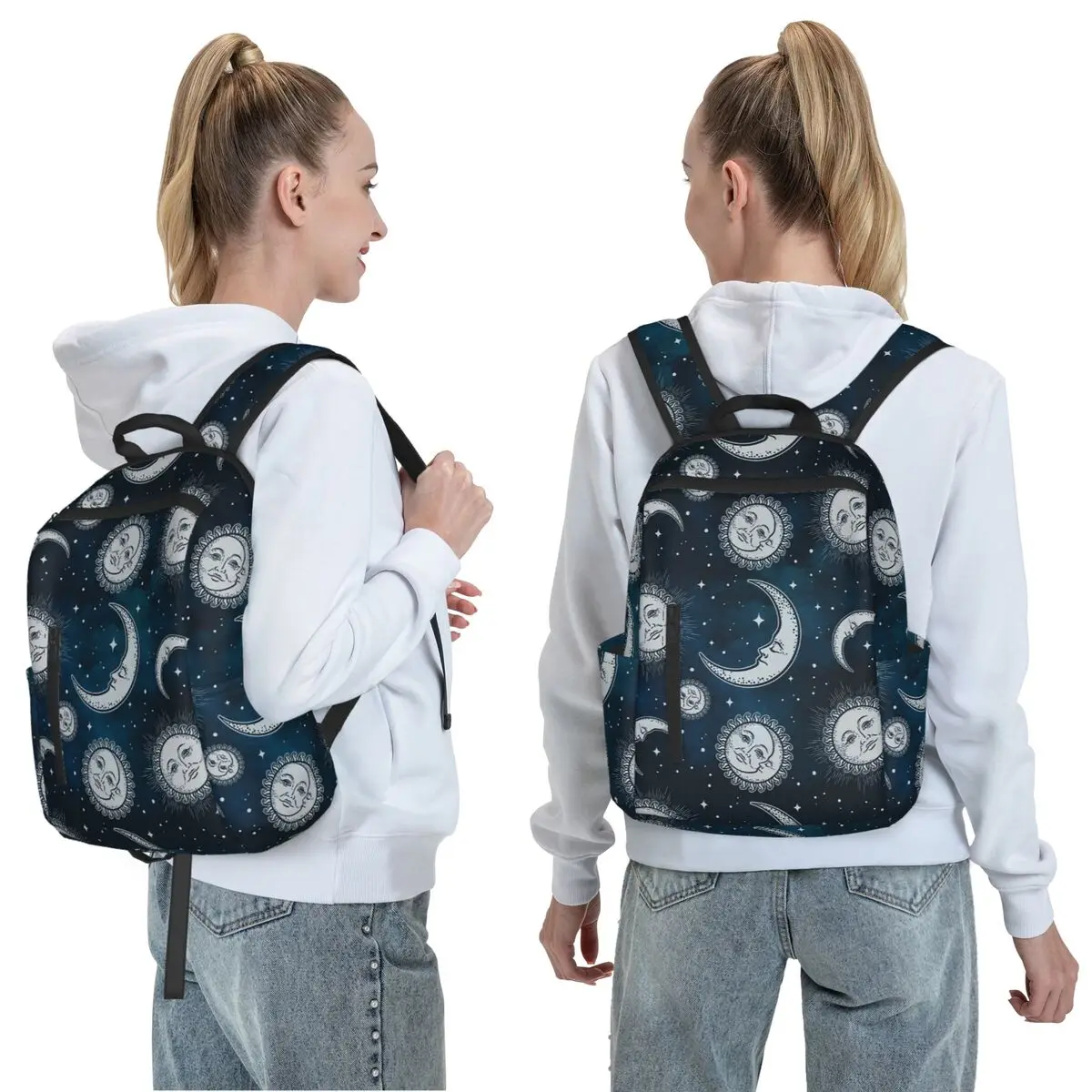 Celestial Mystic Esoteric Magic Sun Moon 20 Backpack Daypack Large Capacity BookBag School Bag Shoulder Bags for Men Women