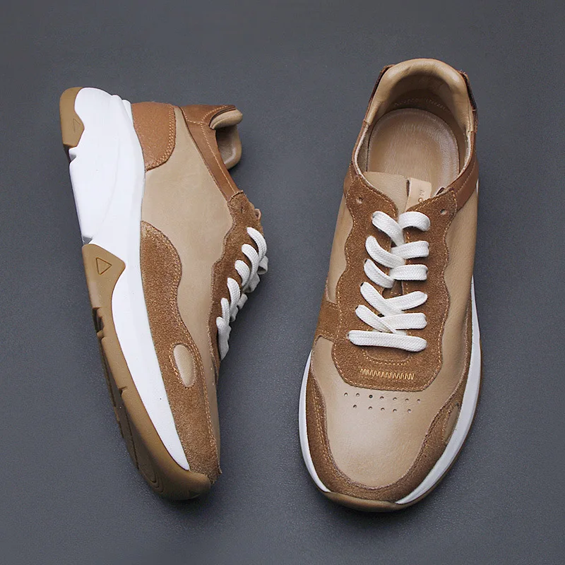 

The 2025 summer new soft cowhide men's shoes thick soles and comfortable sports casual shoes for men