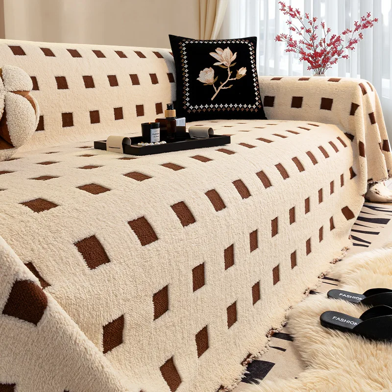 New Year's Plush Sofa Towel Cover Retro Non-slip and Anti-cat Scratch Sofa Cushion All-inclusive Universal Cover