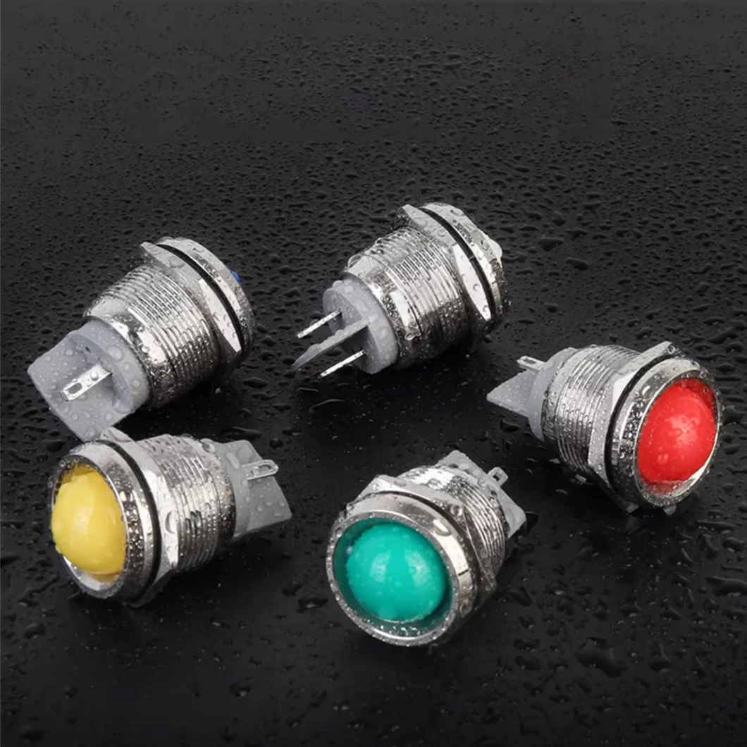 

10 шт./лот ABILKEEN 22 мм Металлическая светодиодная индикаторная лампа с плоской/сферической поверхностью, промышленная сигнальная лампа с 2-контактным паяльным клеммным разъемом