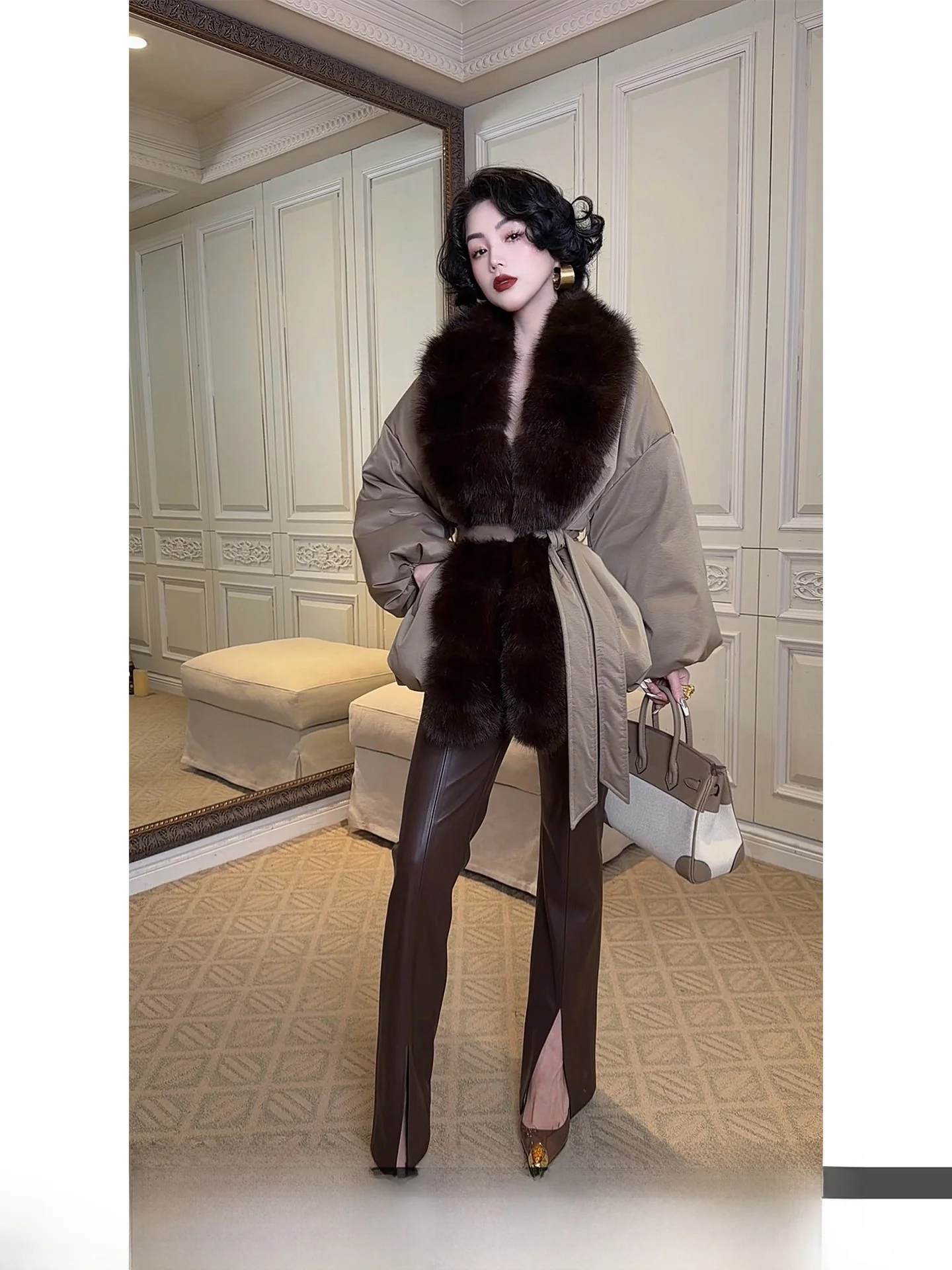 

Modern Long Middle Length down Jaet Women's Winter Eco-Friendly Fur Parka Coat with Fur Collar Warmth Brandl White Du ...