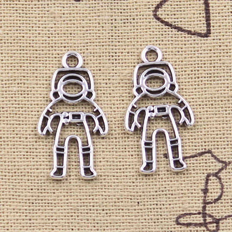 20pcs Charms Space Man Astronaut Universe 26x14mm Antique Silver Color Pendants DIY Making Findings Handmade Tibetan Jewelry