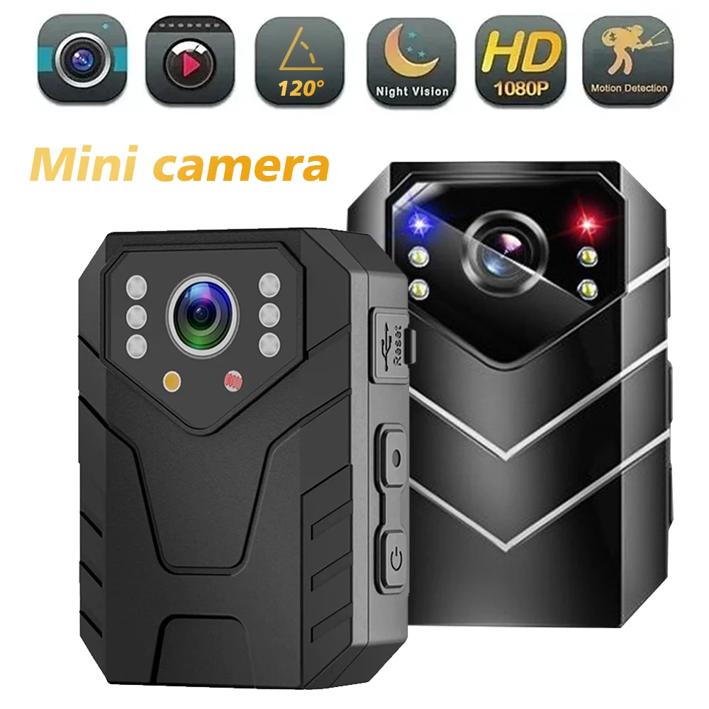 

Body Worn Mini Camera Police HD 1080P DVR Video Recorder Security Cam 2-Inch color Screen IR Night Vision Mini Camcorders