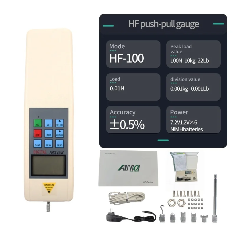 ALIYIQI (HF-100N) 10kg; 22Lb Push Pull-Gauge-Tester Dinamômetro Digital Força Tração Push Pull Medidor de Força Ferramentas de Medição