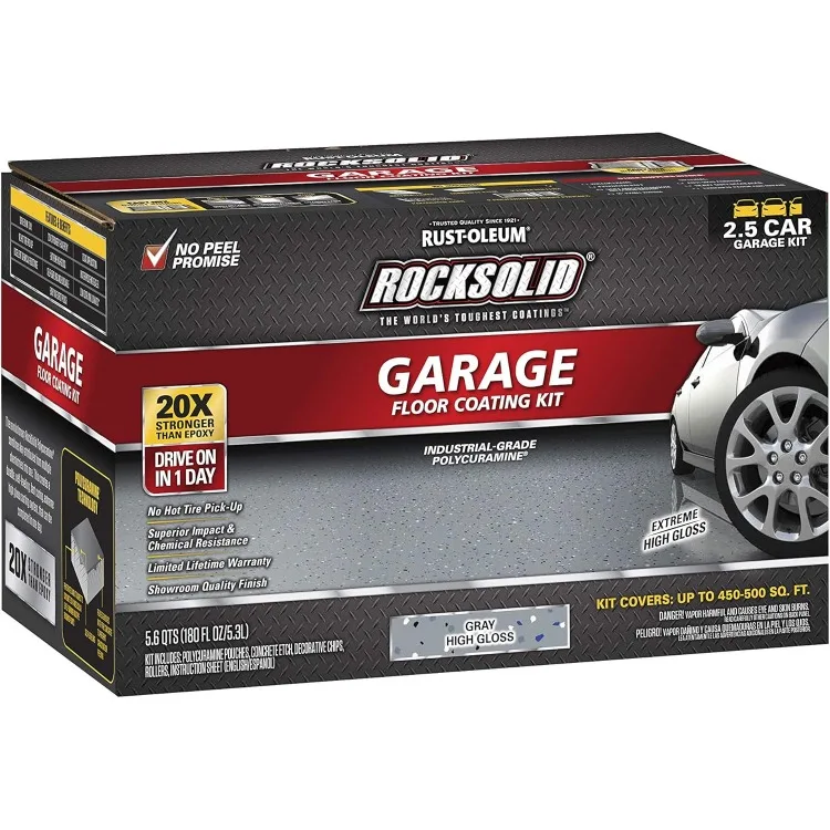 293513 Rocksolid Polycuramine Garage Oil Floor Coating, 2.5 Car Kit, Gray, 180 Fl Oz (Pack of 1)