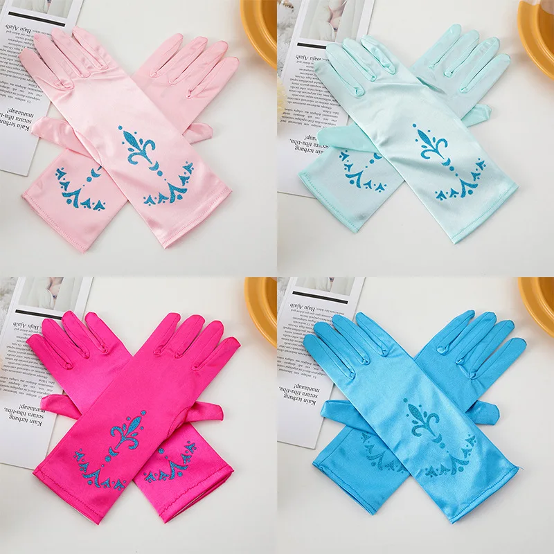 Little Girls Printed Snowflake Gloves Gloves Princess Gloves for Kids Elsa Party Wedding Formal Pageant Toddler Dress Up Gloves