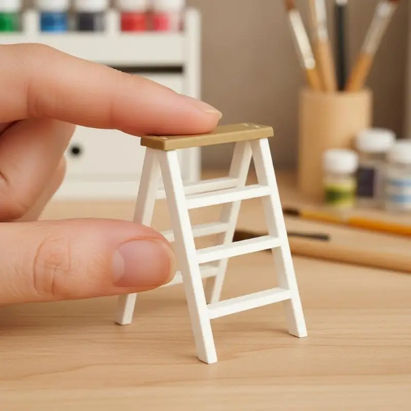 Miniature Ladder 1/12 Dollhouse Ladder Shelf Model Doll Furniture Decor Doll House Micro Scene Construction Props