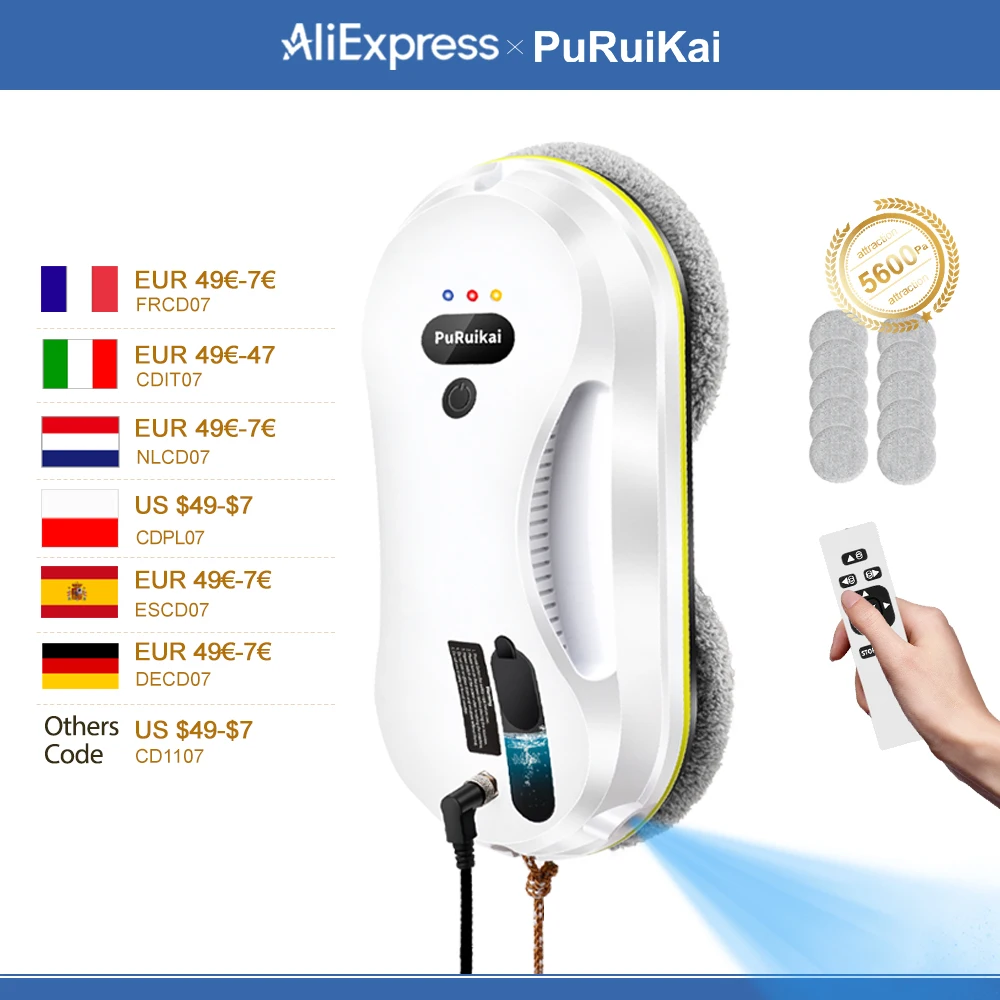 Household window automatic water spray cleaning robot vacuum cleaner remote control electric window wiper household glass wiper