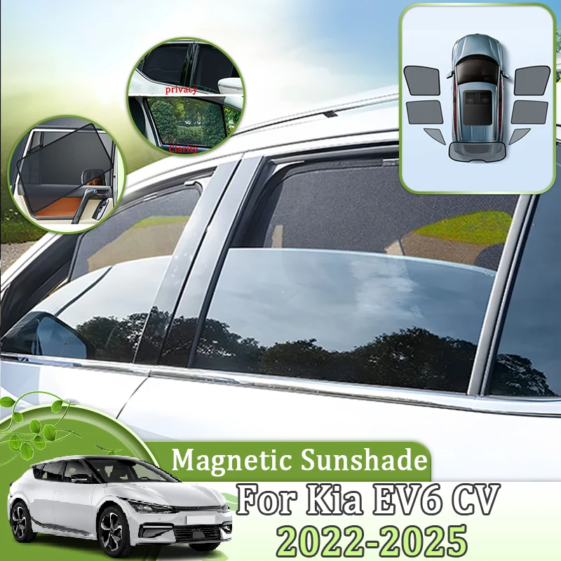 

Magnetic Sunshade For Kia EV6 CV 2022 2023 2024 2025 Auto Windshield Side Window Car Mesh Sun Shades Heat Insulation Accessories