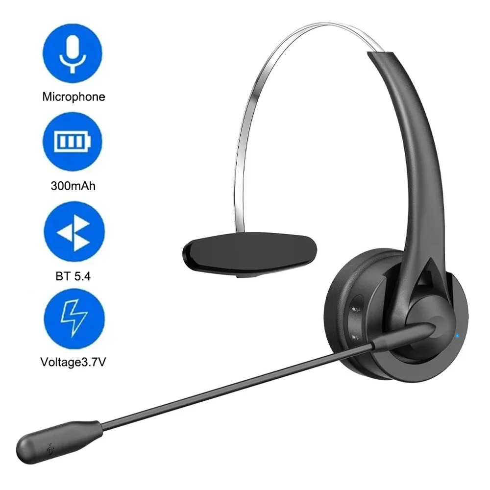 Call Center Office Bluetooth Headphones With Mic Charging Base Wireless Headsets HiFi Noise Cancelling Earphones For PC Laptop