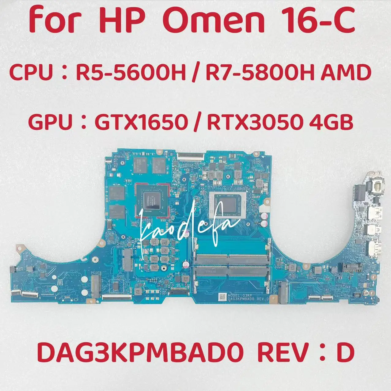 Muslimfor HP Omen 16-C scheda madre del computer portatile con R5 R7-5TH AMD GPU:N18P-G61-A-A1 GTX1650 4G GN20-P0-A1 RTX3050 4G Test OK