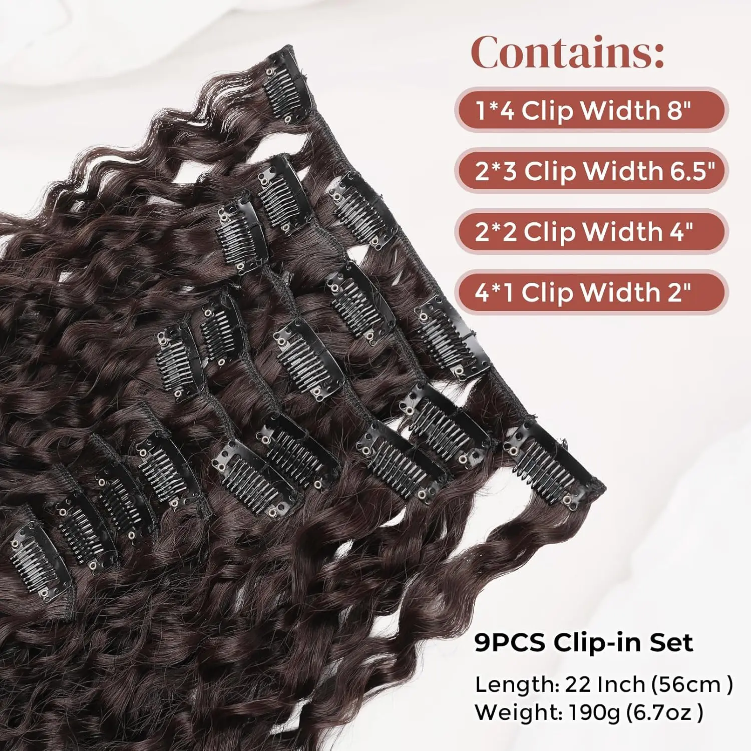 Hair Extension,9PCS Brown 22