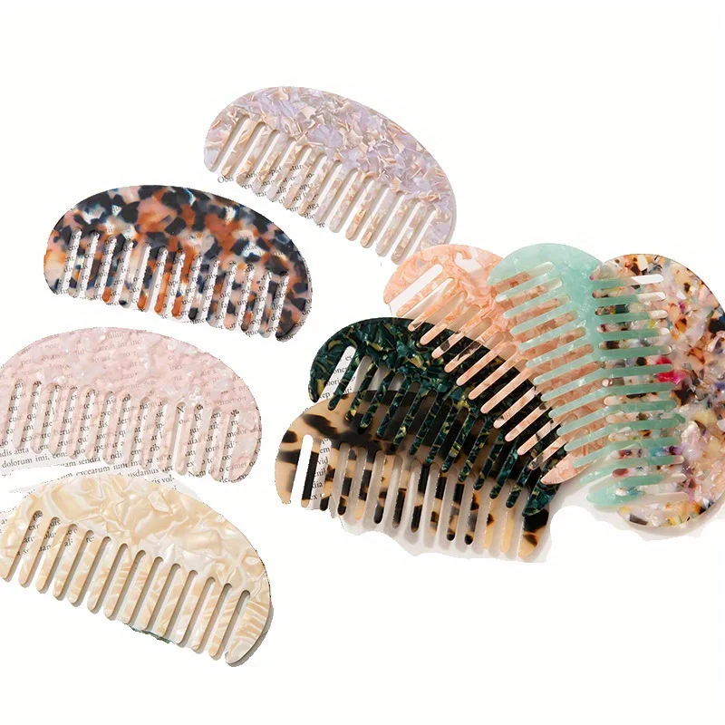 Exquisite Marble Texture Hair Comb - Portable Mini Hair Styling Comb for Daily Travel and Outdoor- Acetic Acid Hairdressing Tool