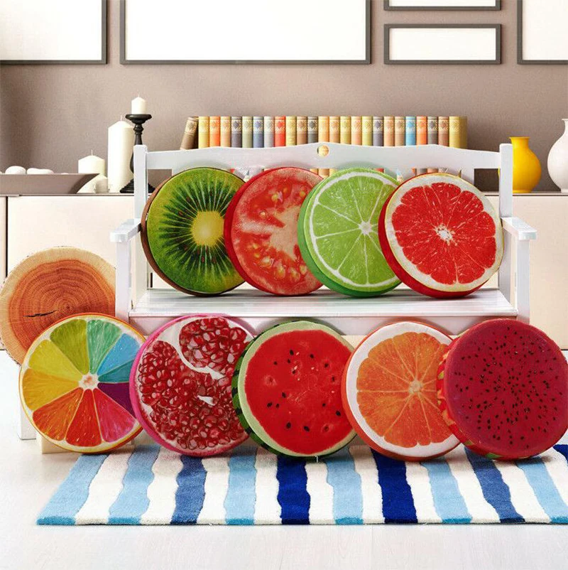 Thicken Fruit Design Round Soft Plush Cushion Tatami Office Chair Cushion Kindergarten Cartoon Cute Seat Pad Pillows Decor Home