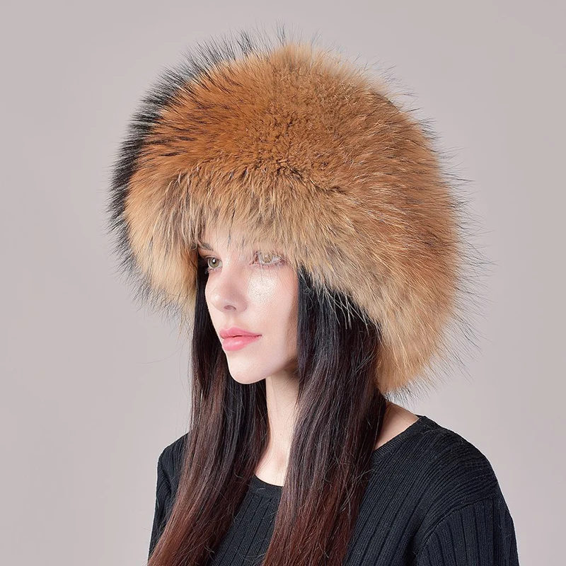 Hot Sale 100% natural Fox Fur Hat Fashion Women Cap Thick Fur Cap Winter Warm Hat Female Fashion For Women Hat With Earmuffs Hat