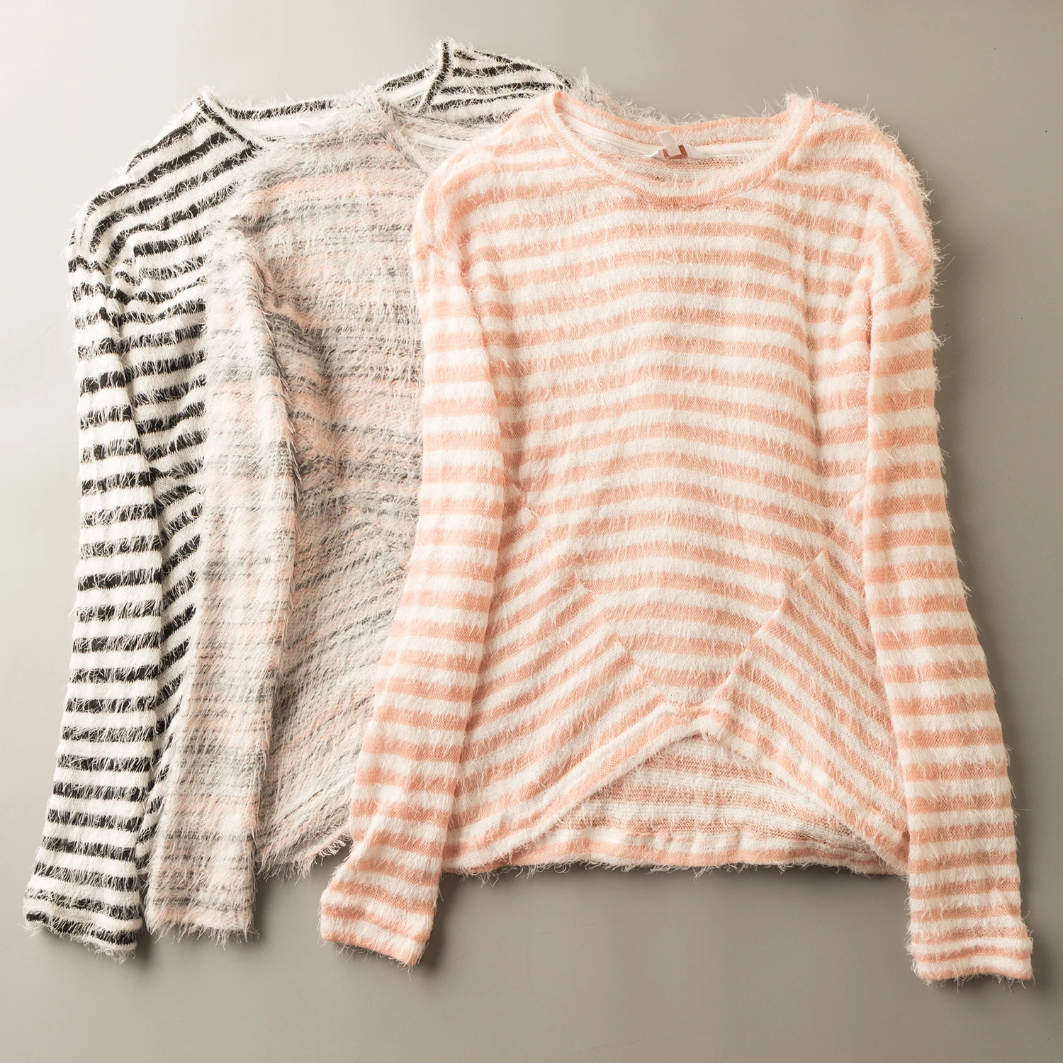 

Spring Autumn Korean Sle Faionable Youthful round Ne Long Sve Knitted Furry Overhead Top Polyester Blend Commute Sle