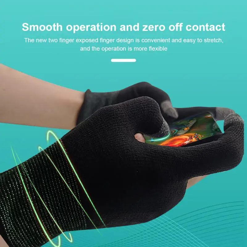 

Two-finger Gaming Finger Sleeves Mobile Game Gloves Sweat-proof Touch Screen Finger Cots Seamless for Mobile Game Controllers