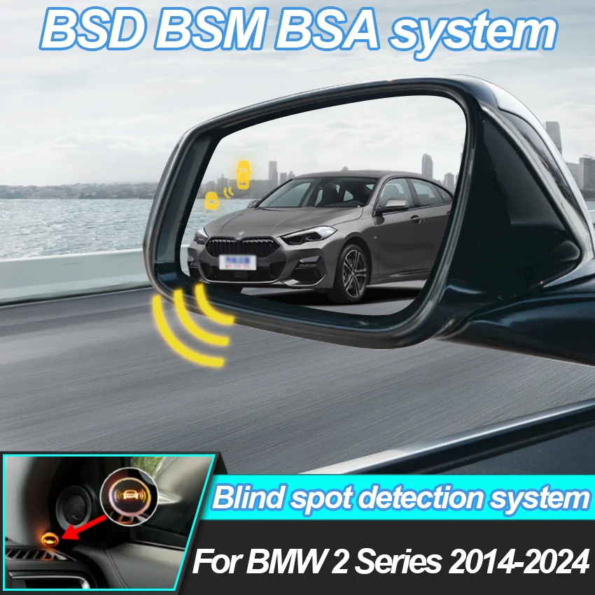 Car BSD BSM BSA Blind Area Spot Warning Drive Mirror Rear Radar Microwave Detection System For BMW 2 Series 2014-2024