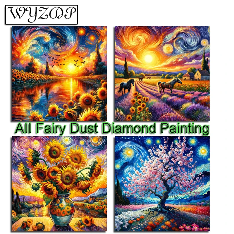 Landscape 5D Diy 100% Fairy Dust Diamond Painting Starry Sky Full Square Diamond Embroidery Stitch AB Diamond Art Crystal Docer