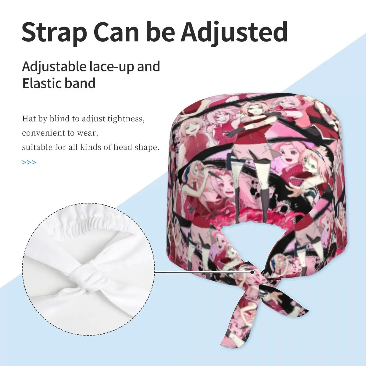 Aangepaste S-Sakuraes H-Harunoes Comic ademende scrubhoed chirurgische scrub caps verpleegkundige medische pet anime werk scrubs hoed voor chirurgisch