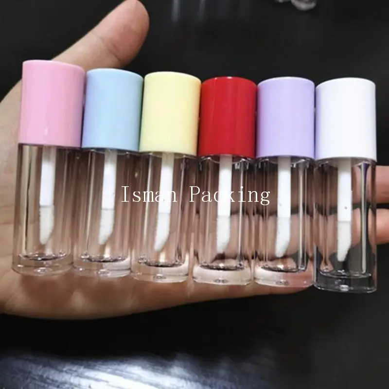 

50pcs Refillable Cream White Blue Purple Red Pink Lipgloss Tubes 2.5ML Mini Kids Empty Lip Gloss Containers Tube With Brush