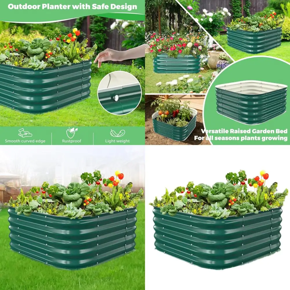 

Усиленная оцинкованная стальная грядка для сада, 2,3м x 2,3м x 1,5м, уличная кашпо для выращивания овощей и фруктов