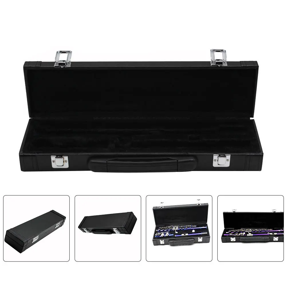1Pcs Flute Storage Box 16 Hole Black Waterproof Durable Portable Shock Absorption Wind Instrument Protection