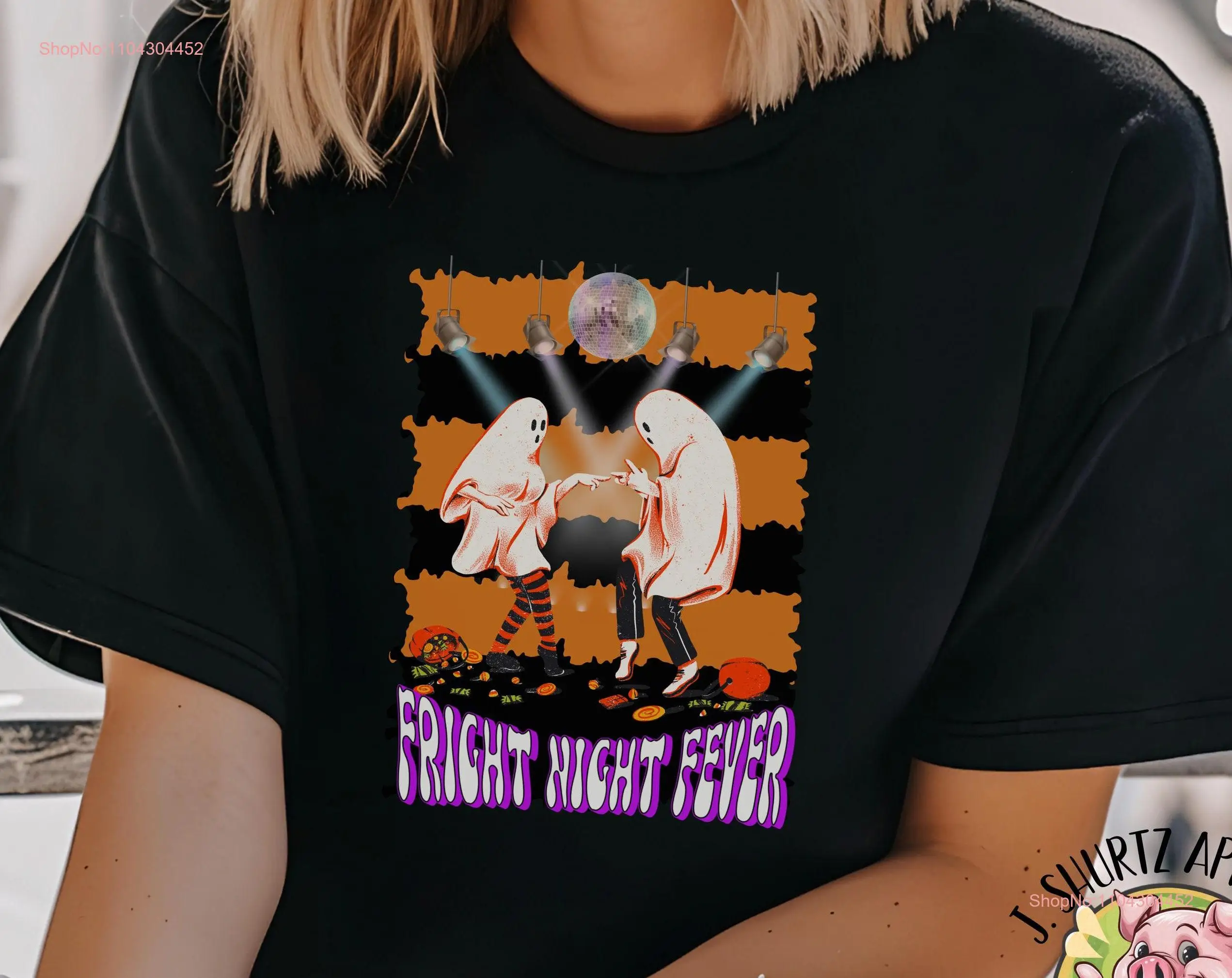 Fright Night Fever T Shirt Retro Disco Halloween Crewneck Ball long or short sleeves