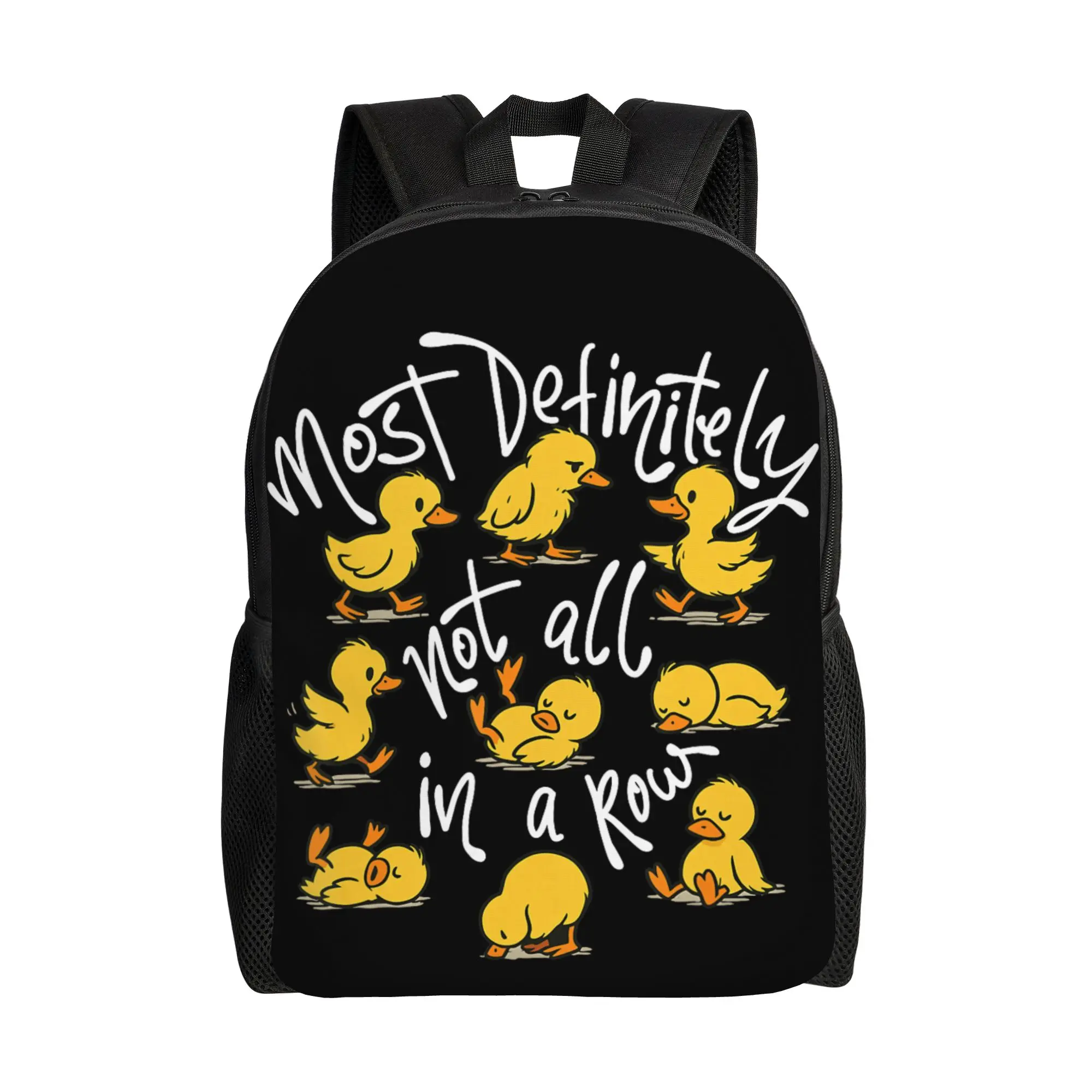 Most Definitely Not All in A Row Sarcastic Joke Duck Lover Backpack  Outdoor Backpacks Men Colorful Large School Bags Rucksack