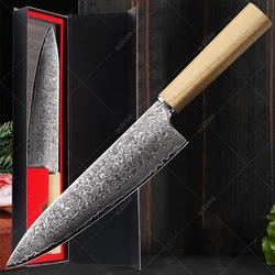 Damascus Steel Knife Japanese Chef Special VG10 Sliced Meat Cleaver Household Kitchen Knife Professional Chef Knife with Box