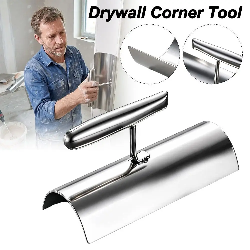 New Stainless Steel Corner Trowel Silver Arc Corner Corner Scraper Thickened Putty Scraper Wall Putty