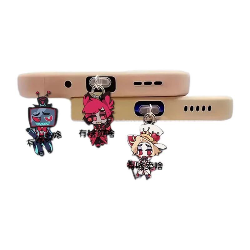 Bonito acrílico decoração pingente carregador porta protetor acrílico pingente para hazbin hotel alastor vox lucifer casca presente