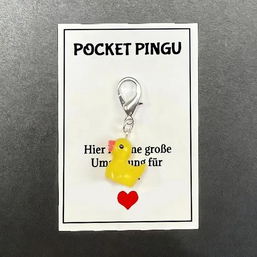 1/5/10/20/50/100pcs Cute Thank You Duck Keychains for Men and Women Durable Metal Backpack Charms with Appreciation Cards, Pocke