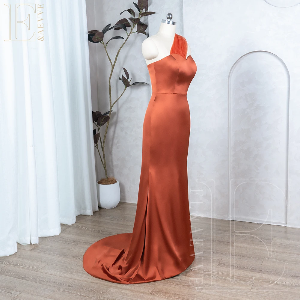 Burnt Orange Satin Bridesmaid Dresses One Shoulder Wedding Party Gowns for Bridesmaids Long Fomal Party Dresses Customized