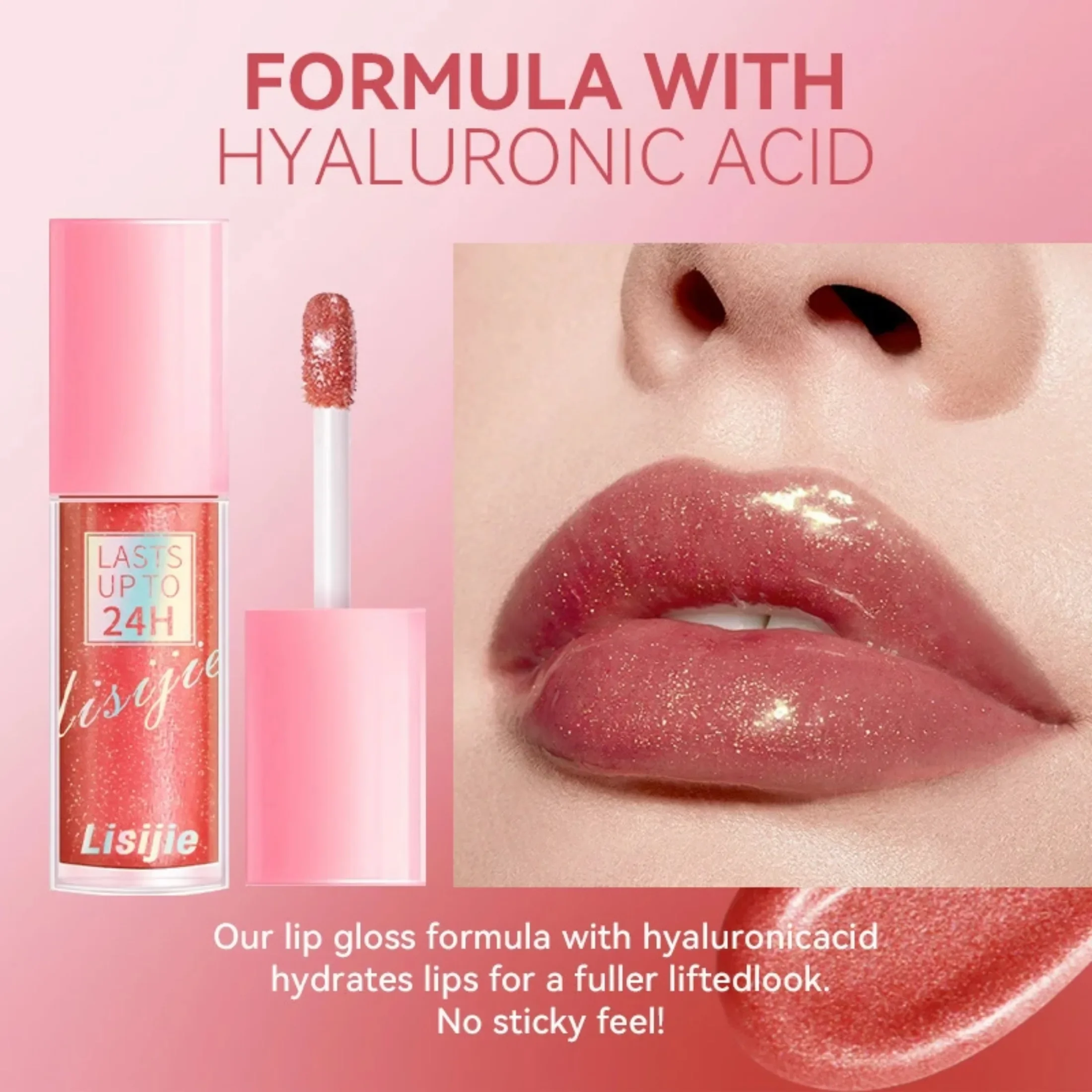 Diamonds Glitter Lip Gloss Lasting Waterproof Liquid ลิปสติก Pearl Shining Lip Color Sparkling Lip Makeup ยาวนานถึง 24H