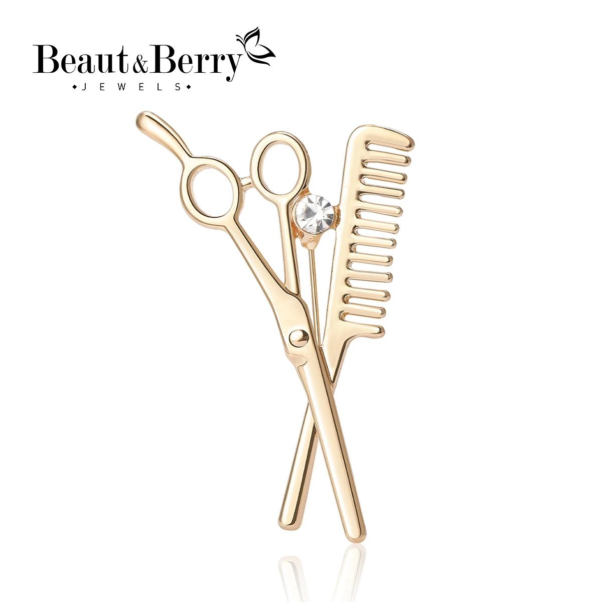 Beaut&Berry Women\'s Shiny Barber Scissor Brooches Unisex Tool Pins Office Party Casual Accessories Gifts