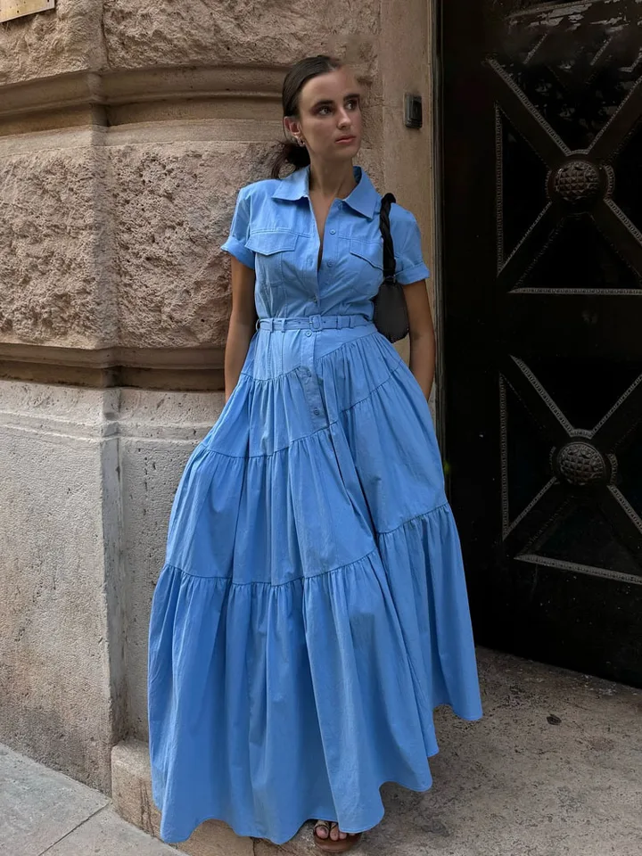 blue long casual dress Blue Maxi Dresses for Women