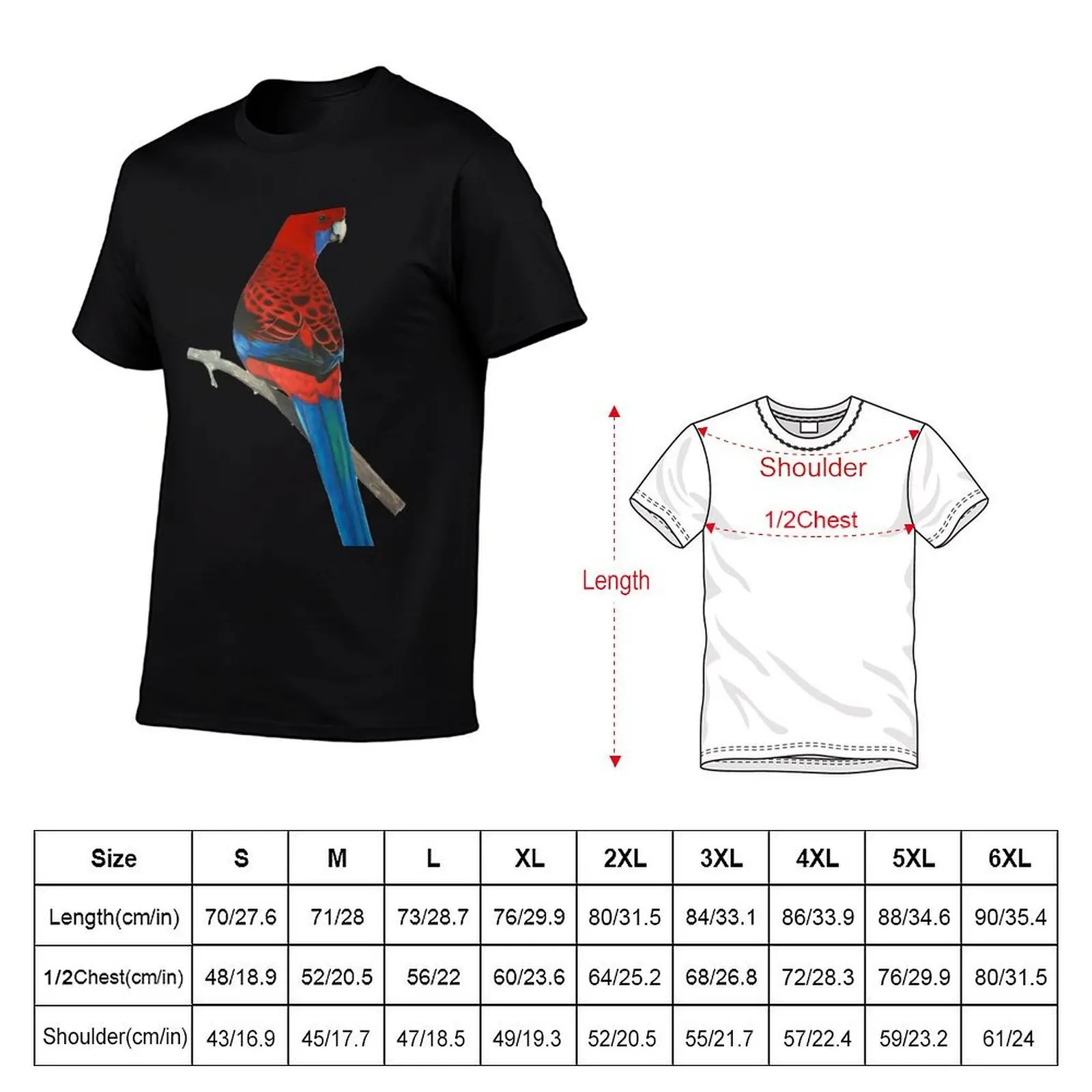 Crimson Rosella Australian Bird T-Shirt blue lock Short sleeve tee T-shirts for men cotton