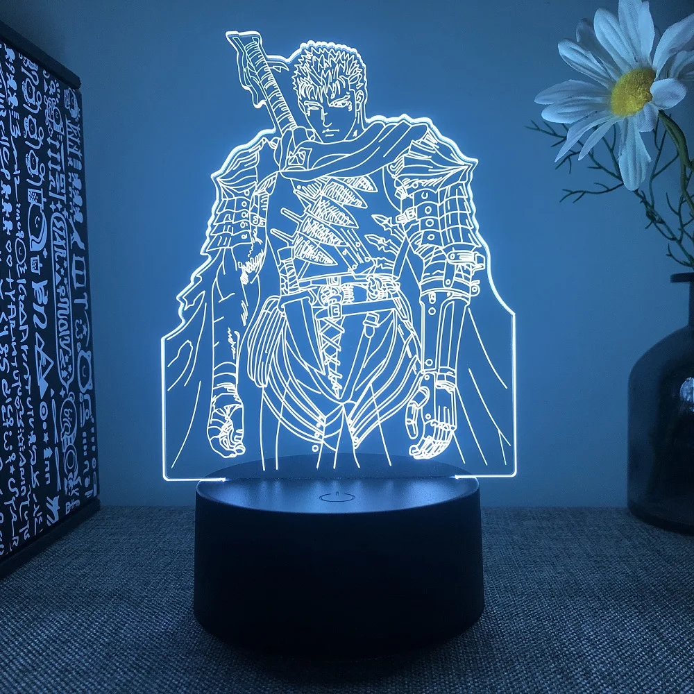 Anime Led Light Berserk Guts Figure for Bedroom Decorative Night Light Birthday Gift Kids Room 3d Table Lamp Manga Berserk