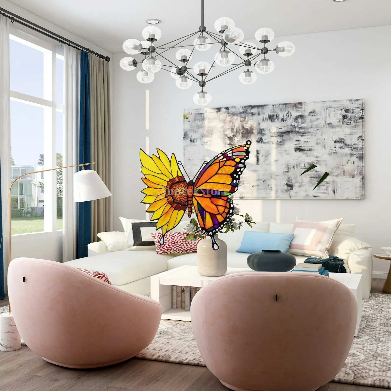 Hanging Suncatcher Moon Moth Acrylic Window Art Colorful Refraction House Decoration for Living Room Porch Wall