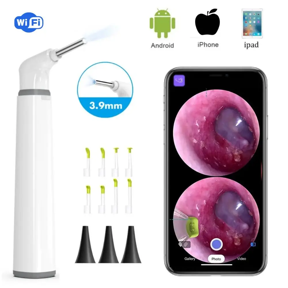 1PC 2 PCS 3.9mm Wifi Ear Otoscope Smart Wireless Visual Earwax Cleaning Endoscope Camera for iPhone Android Phone iPad