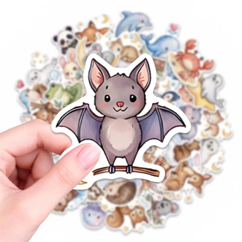 50PCS Cute Gentle Animal PVC Sticker Aesthetic Colored DIY Sticky Decoration Scrapbooking Hand Accounting Supplies