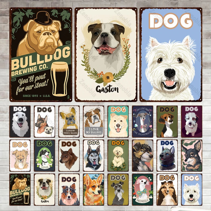 

Cartoon Abstract Dog Warning Metal Sign Vintage Tin Posters Lover Protected Pet Plates Wall Decor Farm Home Doghouse Decoration