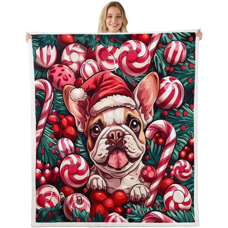 

Xmas Ball Pine Leaves Christmas Bed Blanket for Boys Girls,Cartoon Bulldog Kids Throw BlanketsCute Puppy Dog Animal Pet Rustic