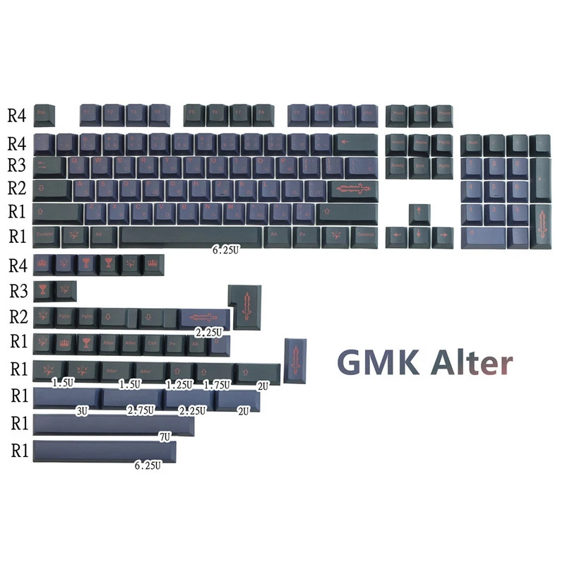 140Key GMK Alter Keycaps PBT Dye Subbed Japanese Key Caps Cherry Profile Keycap With 2.25U 2.75U 3U 7U Spacebar ISO Enter