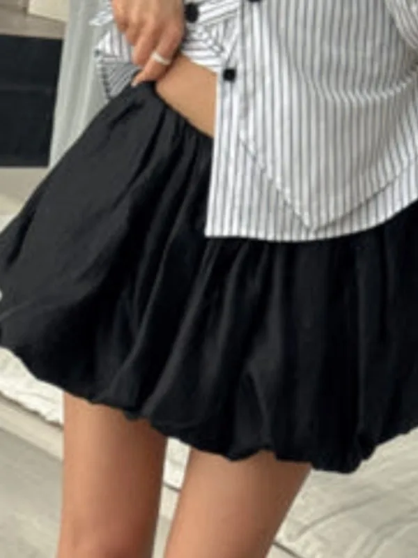 

Chic High Waist A-Line Pleated f Skirt Women's Lantern ort Skirt Puffy Sensation Spring 2025 New Sle without Brand