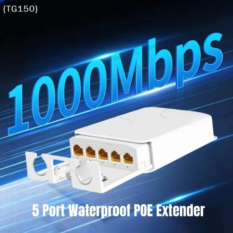 extensor-poe-a-prova-d'agua-de-5-portas-com-velocidade-gigabit-de-1000mbps-e-transmissao-estavel-para-extensao-de-rede-de-cameras-de-seguranca-externas【wt】