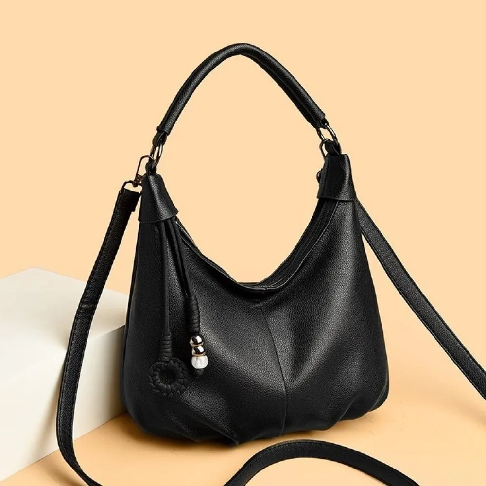 Casual Soft PU Leather Crossbody Purse Women Retro Dumpling Shoulder Tote Bag Large Capacity Trendy Commuter Handbag